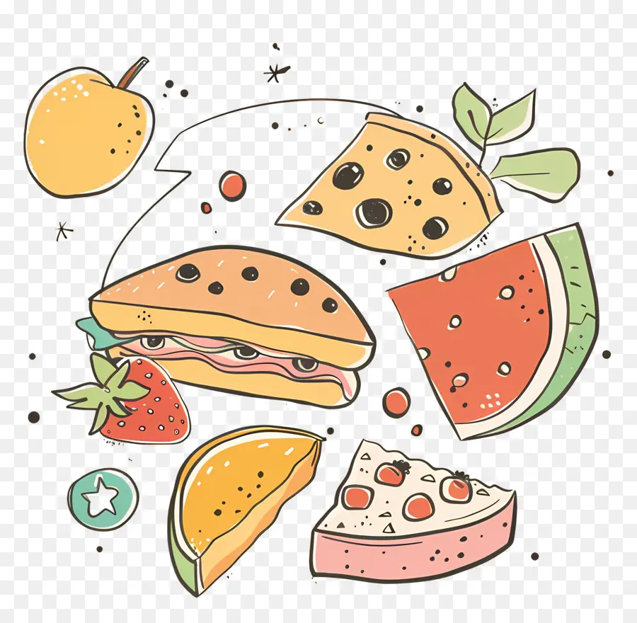 Doodle Food，รายการอาหาร PNG