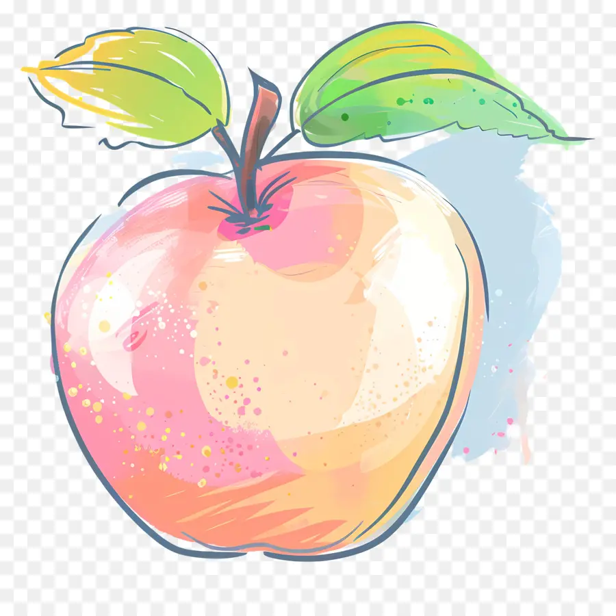 Doodle Apple，แอปเปิ้ลสีเขียว PNG