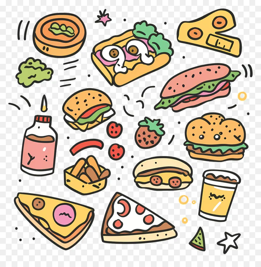 Doodle Food，ดูเดิลอาหาร PNG