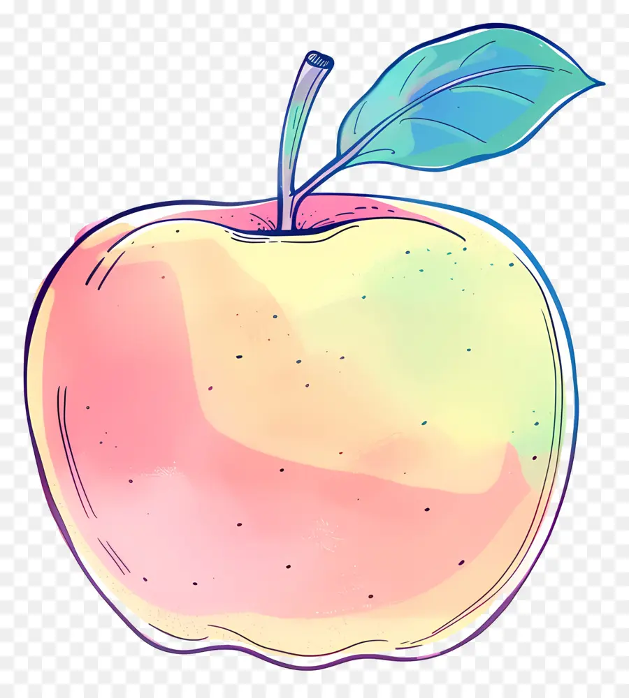 Doodle Apple，แอปเปิ้ลสีเขียว PNG