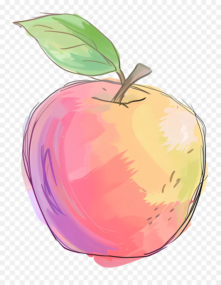 Doodle Apple，แอปเปิ้ลสีเขียว PNG