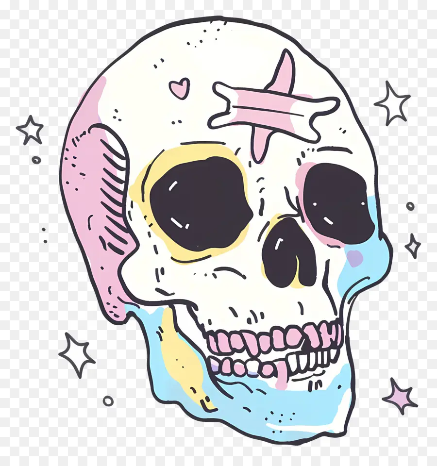 Doodle Skull，กะโหลกศีรษะ PNG