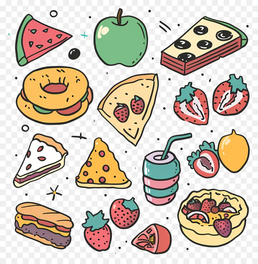 Doodle Food，ดูเดิลอาหาร PNG