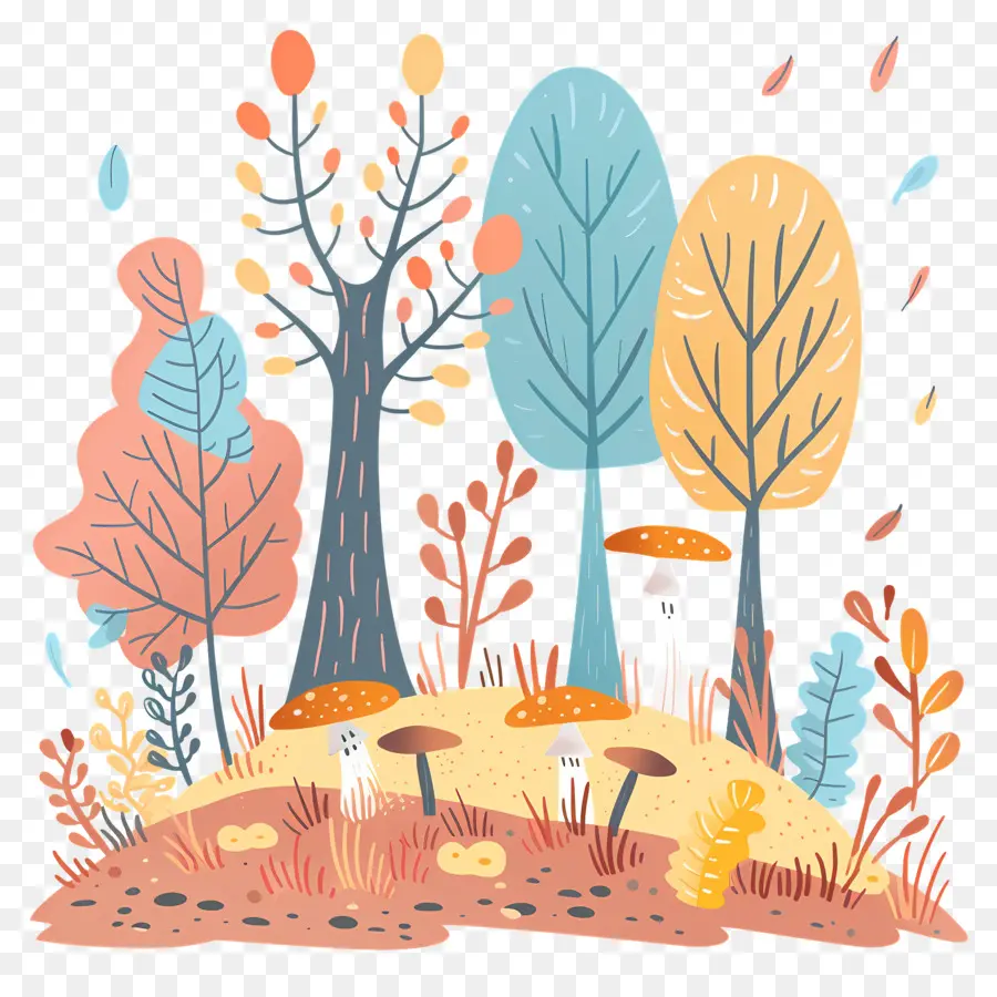 Doodle Autumn，เห็ด PNG