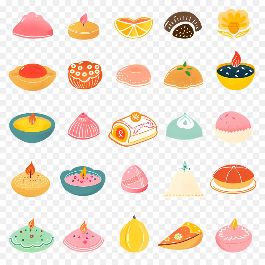 ขนมหวาน Diwali，ของหวานหลากหลายชนิด PNG