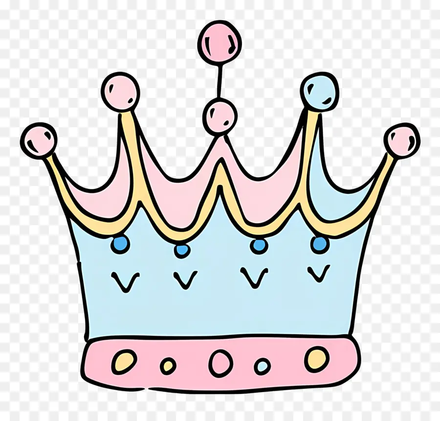 Doodle Crown，มงกุฎสีชมพู PNG