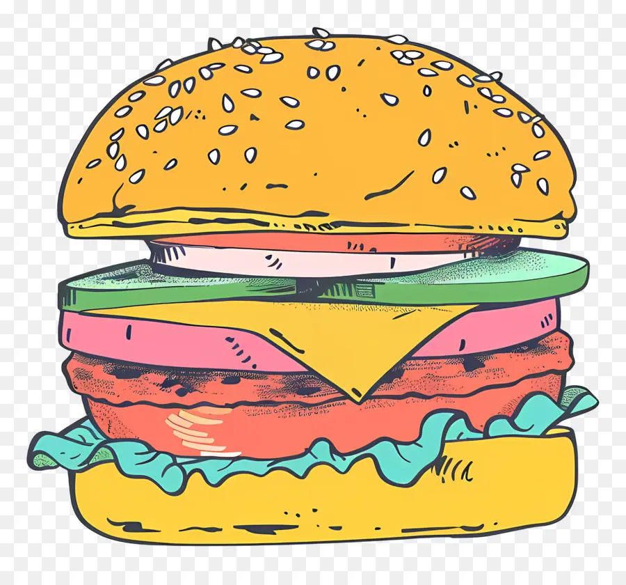 Doodle Burger，เบอร์เกอร์ PNG