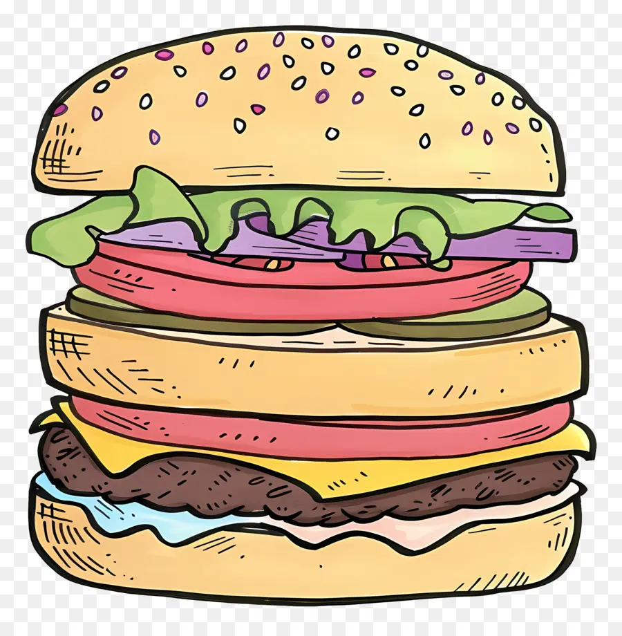 Doodle Burger，เบอร์เกอร์ PNG