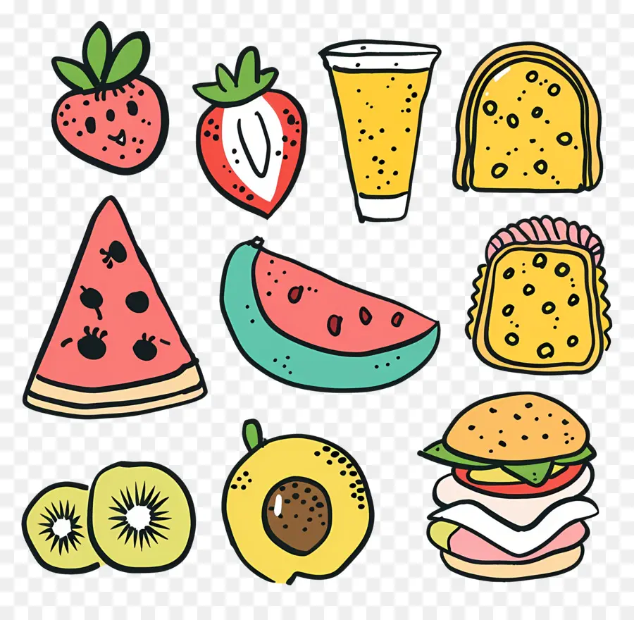 Doodle Food，รายการอาหาร PNG