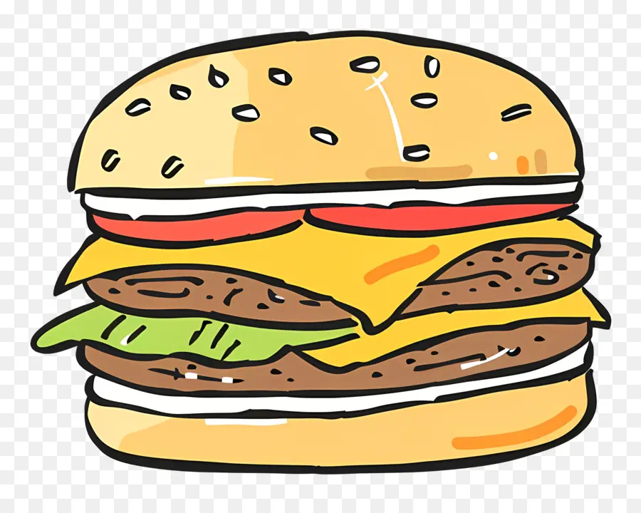 Doodle Burger，เบอร์เกอร์น่ารัก PNG