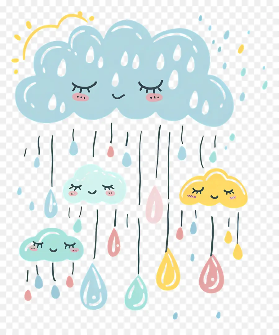 Doodle Rain，เมฆ PNG