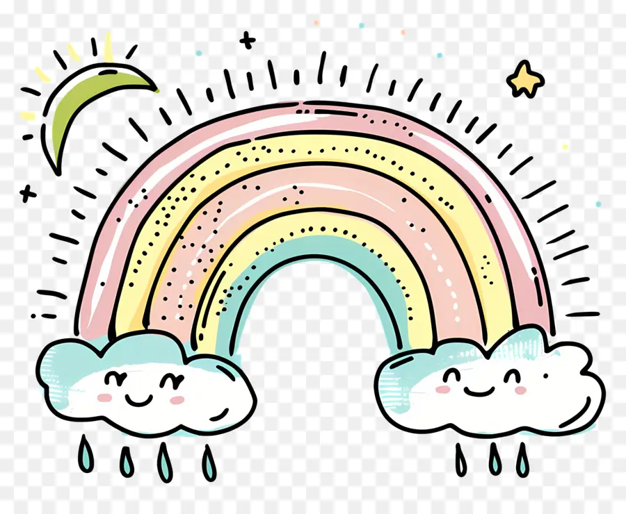 Doodle Rainbow，รุ้ง PNG