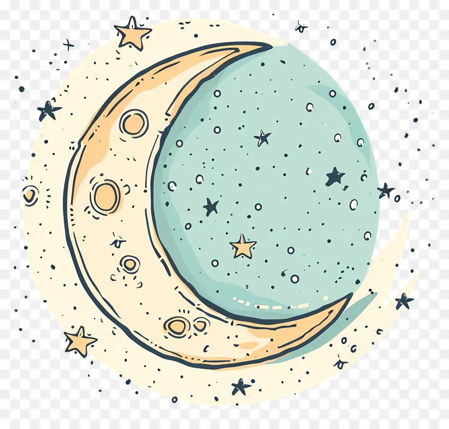 Doodle Moon，ดวงจันทร์ PNG