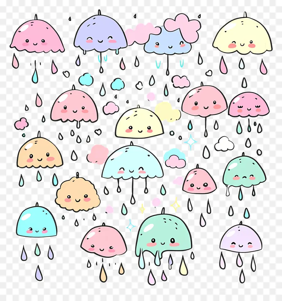 Doodle Rain，ร่มน่ารัก PNG