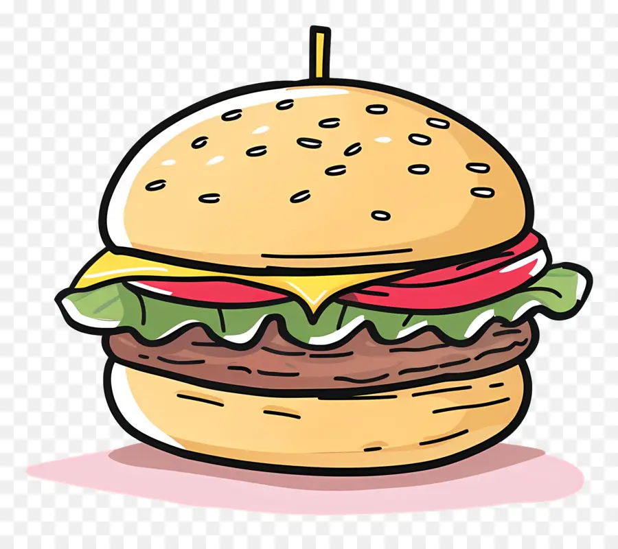 Doodle Burger，เบอร์เกอร์น่ารัก PNG