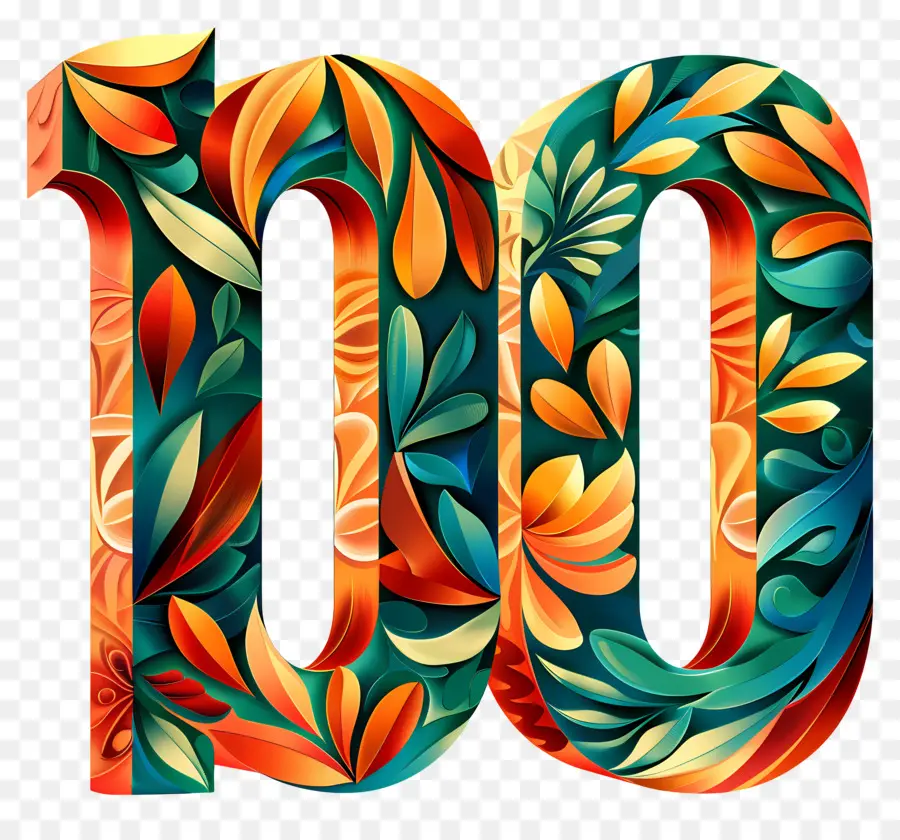 หมายเลข 100，สีสัน 100 PNG