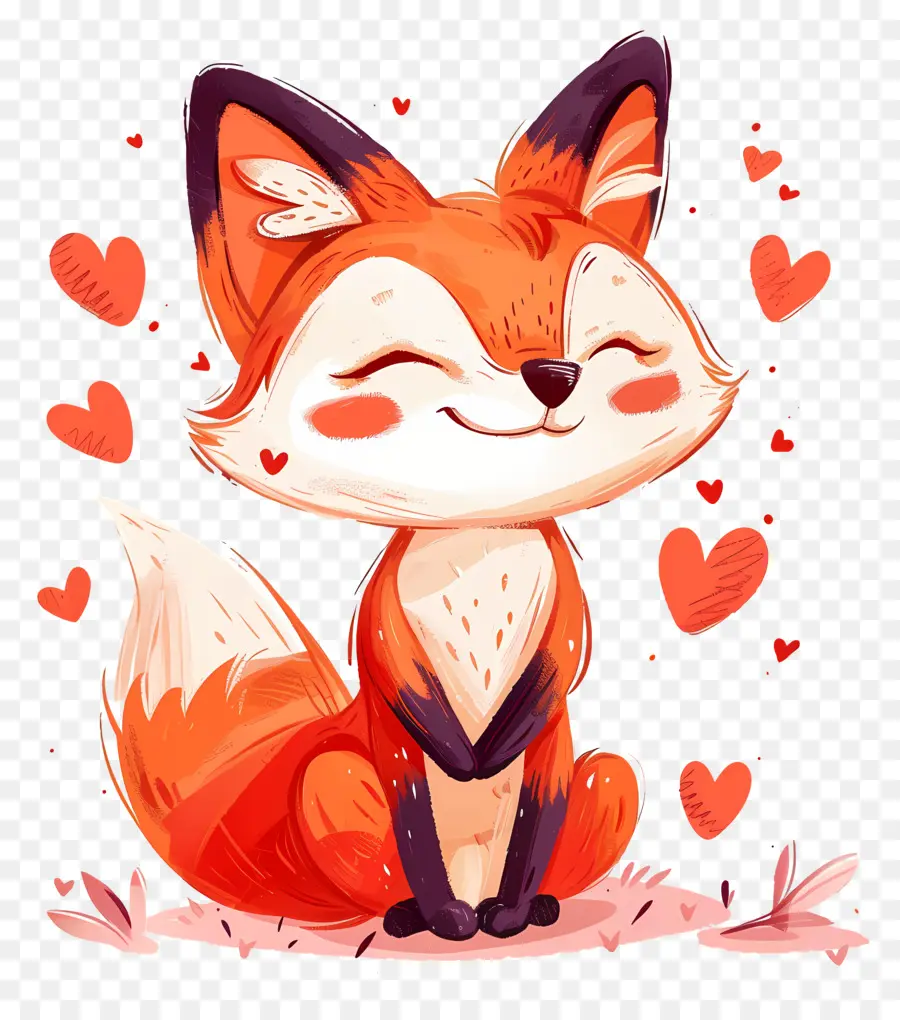 Fox In Love，สุนัขจิ้งจอกด้วยหัวใจ PNG