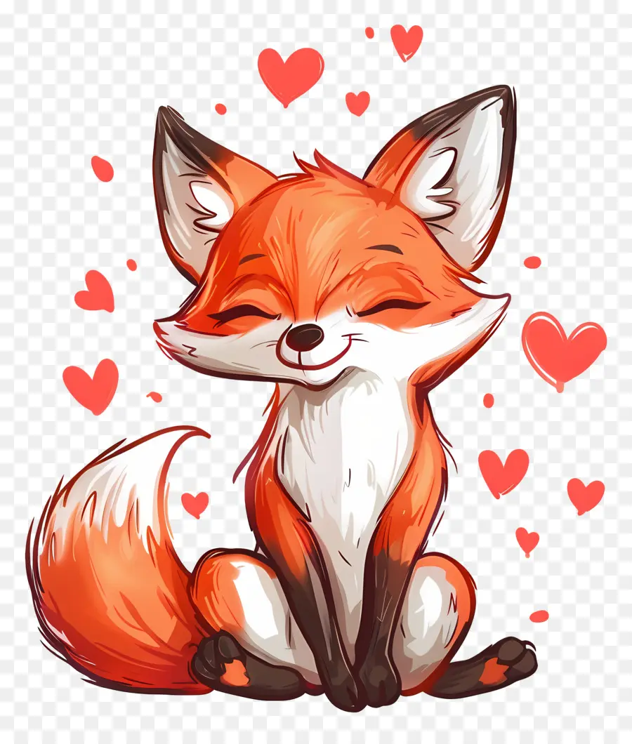 Fox In Love，สุนัขจิ้งจอกด้วยหัวใจ PNG