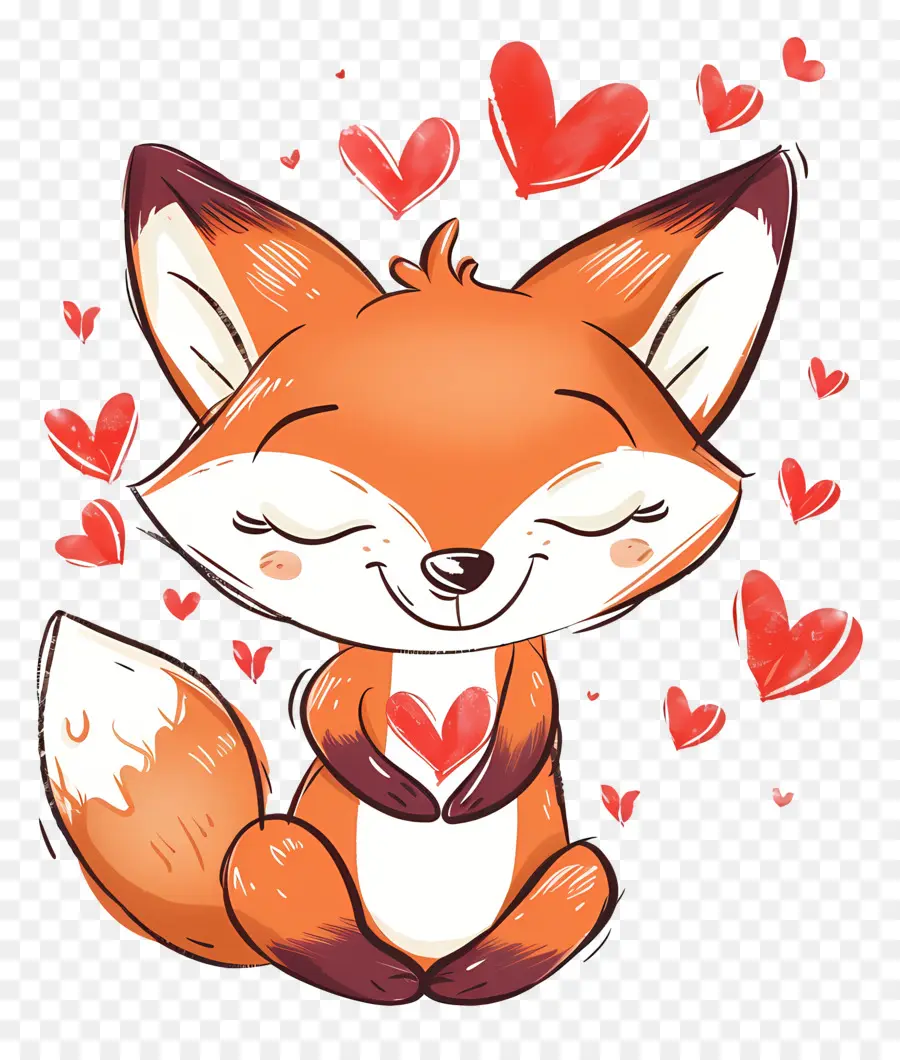 Fox In Love，สุนัขจิ้งจอกด้วยหัวใจ PNG