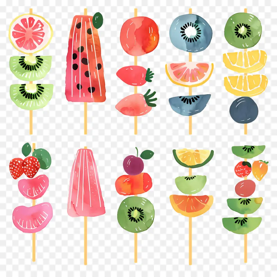 ไม้เสียบไม้，Popsicles ผลไม้ PNG