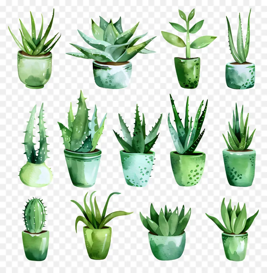 ว่านหางจระเข้，สีเขียว Succulents PNG