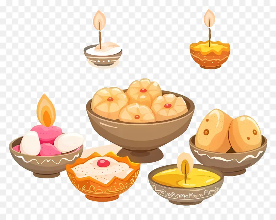 ขนมและโคมไฟ Diwali，ขนม PNG