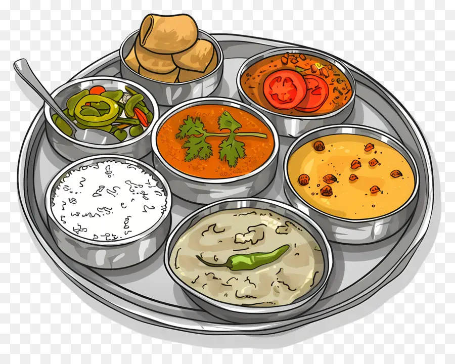 Thali，อาหารอินเดีย PNG