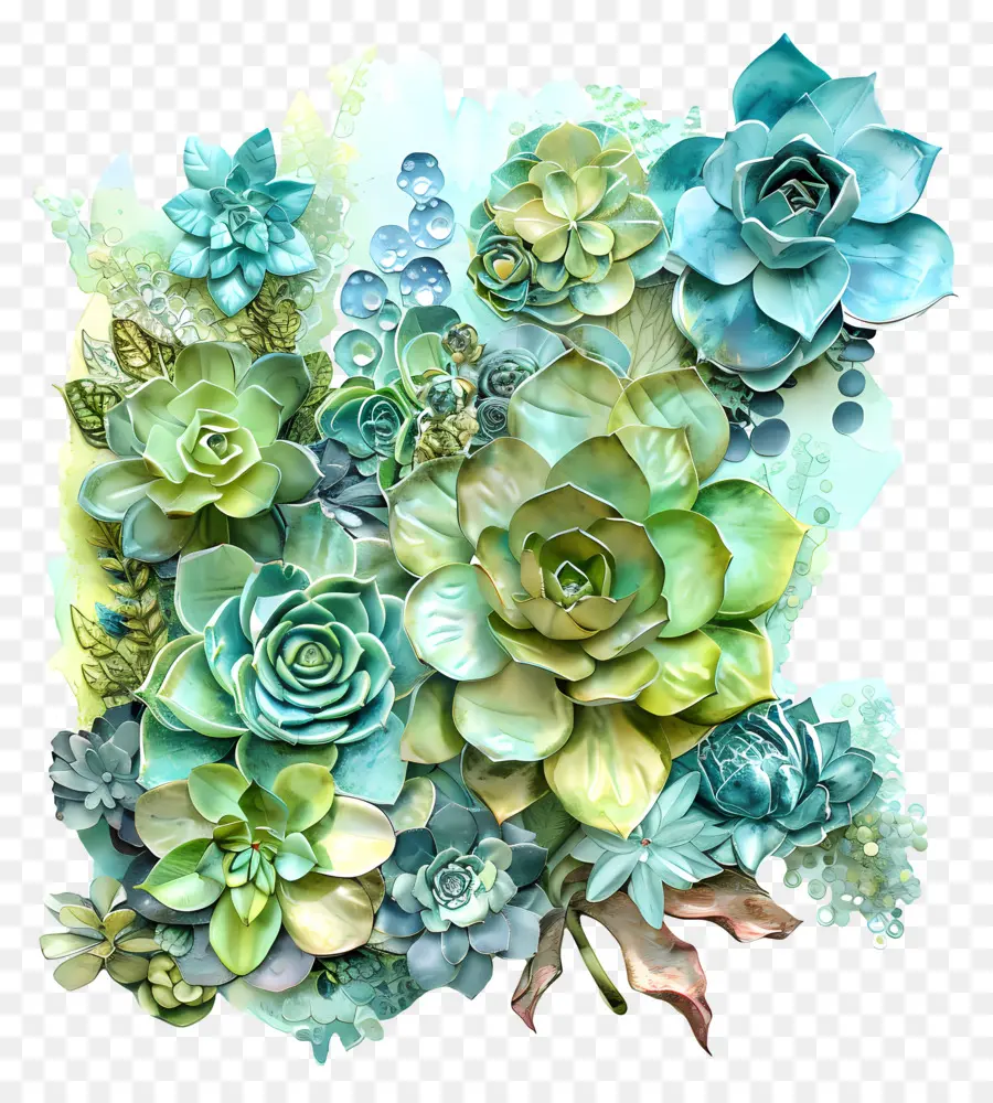 พืชกราม，สีน้ำเงิน Succulents PNG