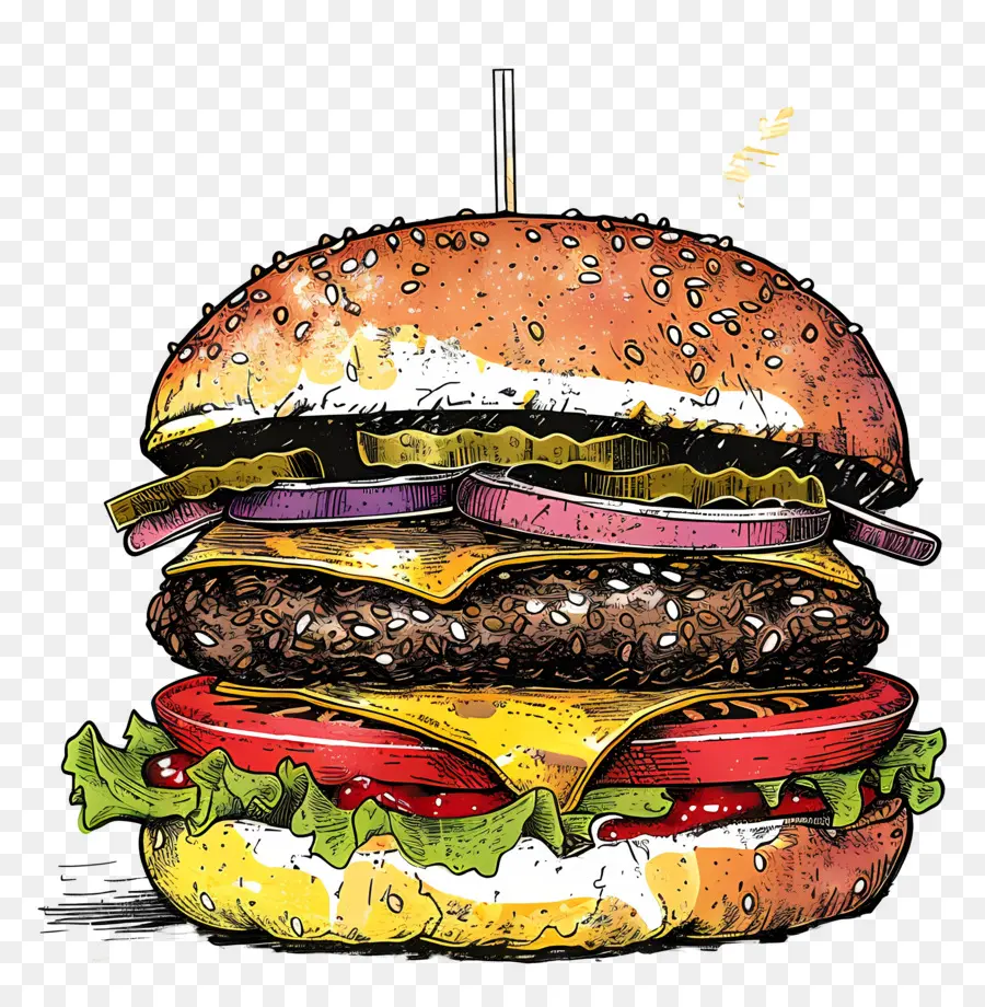 เบอร์เกอร์，Sketch Burger PNG