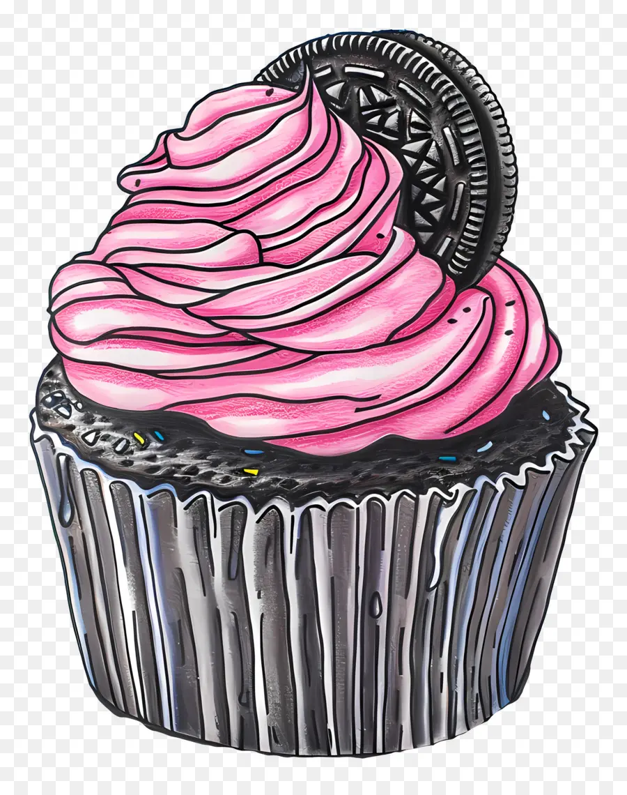 Oreo Cupcake，คัพเค้กสีชมพู PNG