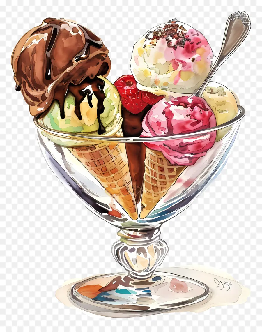 ไอศครีม，ไอศกรีม Sundae PNG