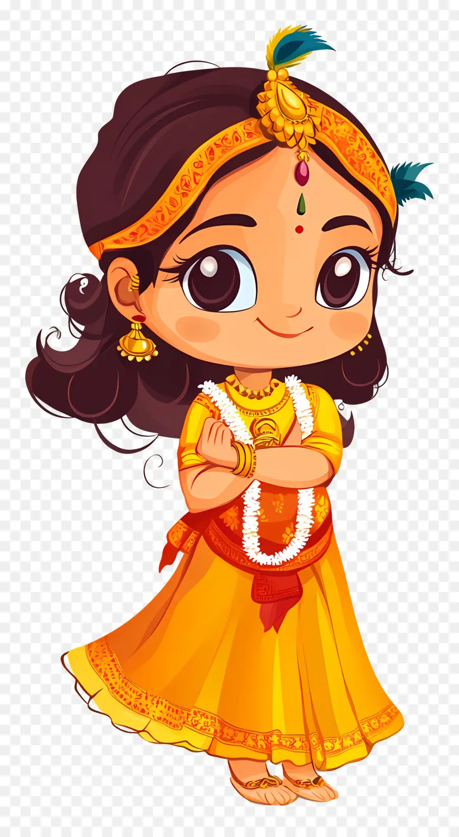 Janmashtami，สาวน่ารักในชุดแบบดั้งเดิม PNG