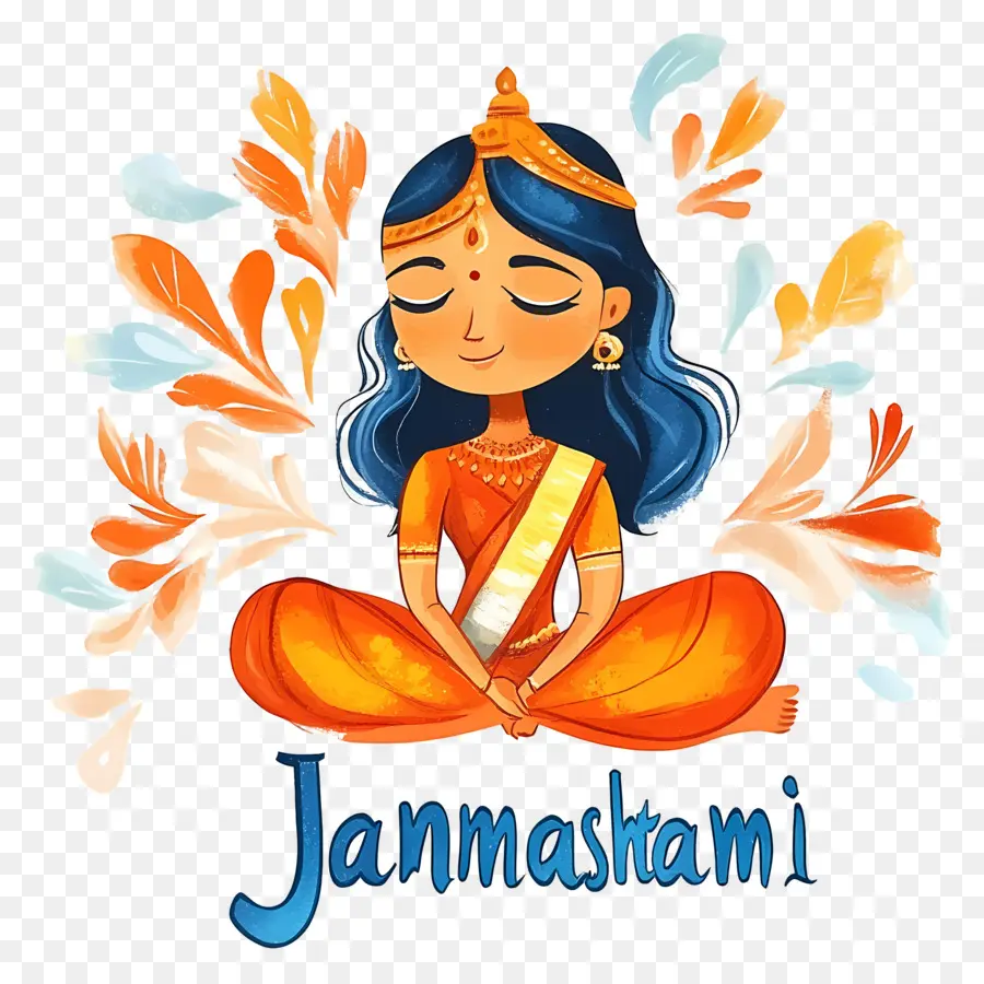 Janmashtami，ผู้หญิงนั่งสมาธิ PNG