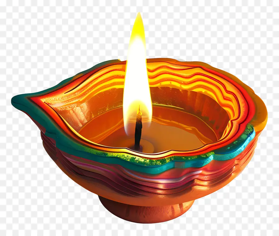 โคมไฟ Diwali，Diya สีสันสดใส PNG