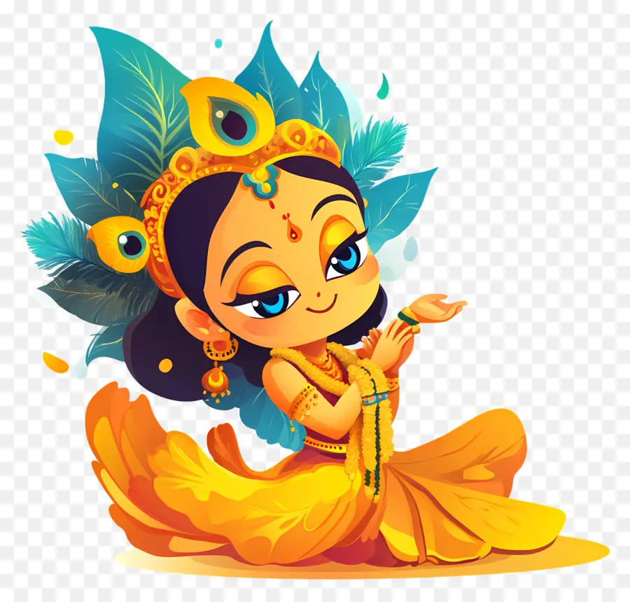 Janmashtami，ตัวละครน่ารักในชุดแบบดั้งเดิม PNG