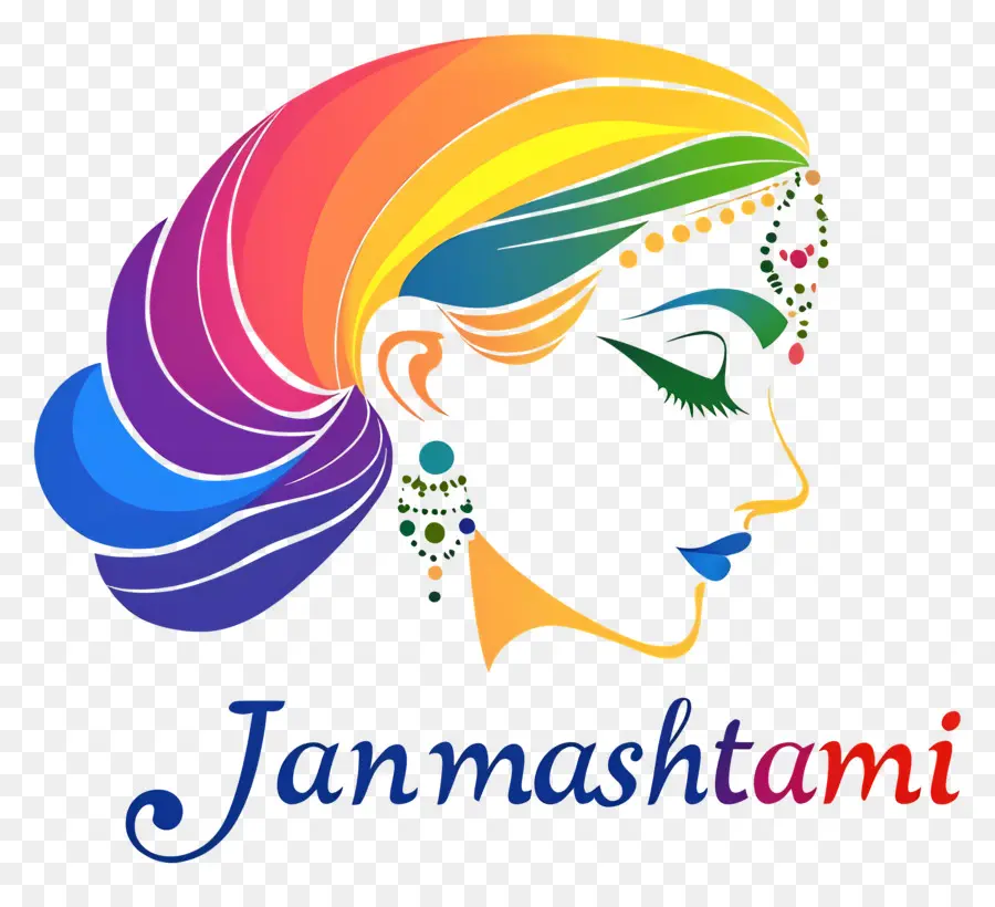 Janmashtami，ใบหน้าของผู้หญิงที่มีสีสัน PNG