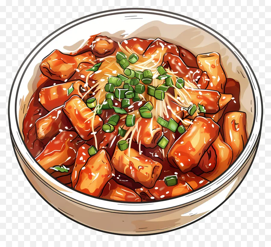 Tteokbokki วิเศษ，ชามเค้กข้าวรสเผ็ด PNG