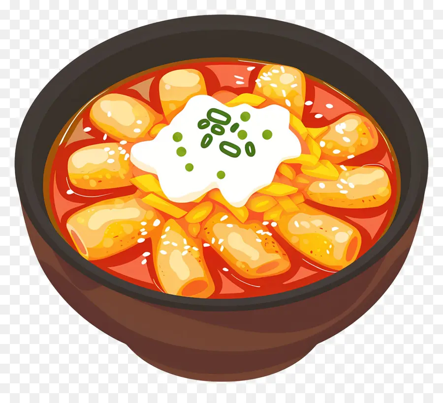 Tteokbokki วิเศษ，ซุปเผ็ดพร้อมท็อปปิ้ง PNG