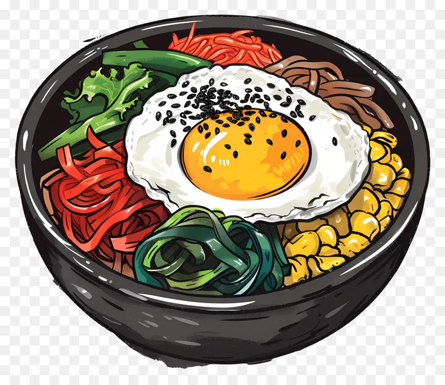 Bibimbap เกาหลี，ชามอาหาร PNG