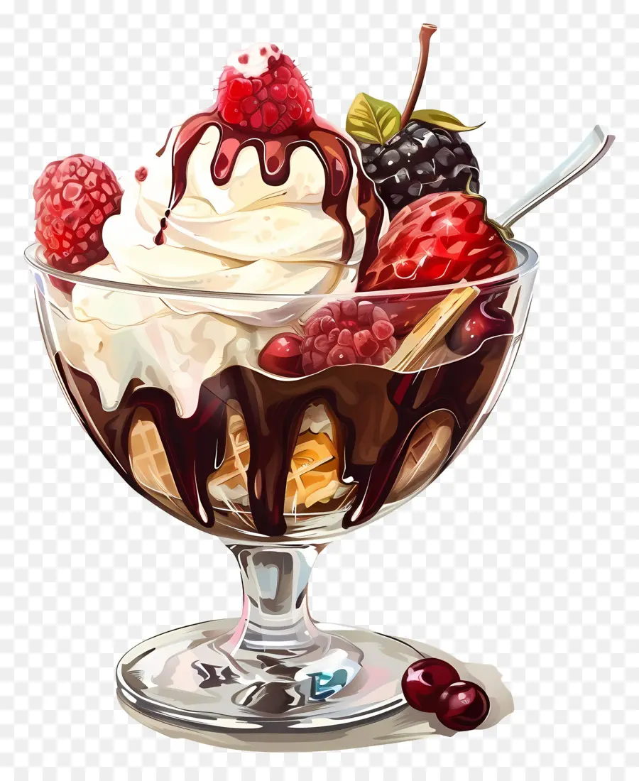 ไอศกรีม Sundae，ช็อคโกแลตซันเดย์ PNG