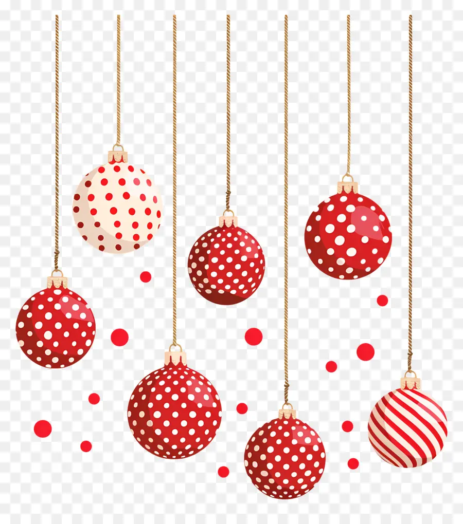 บอล Dot Christmas Polka，เครื่องประดับลายจุดสีแดงและสีขาว PNG