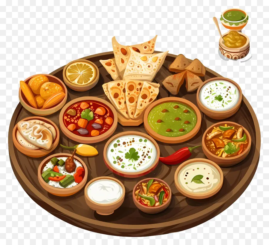 แผ่นเสียง Thali อินเดีย，จานอาหาร PNG