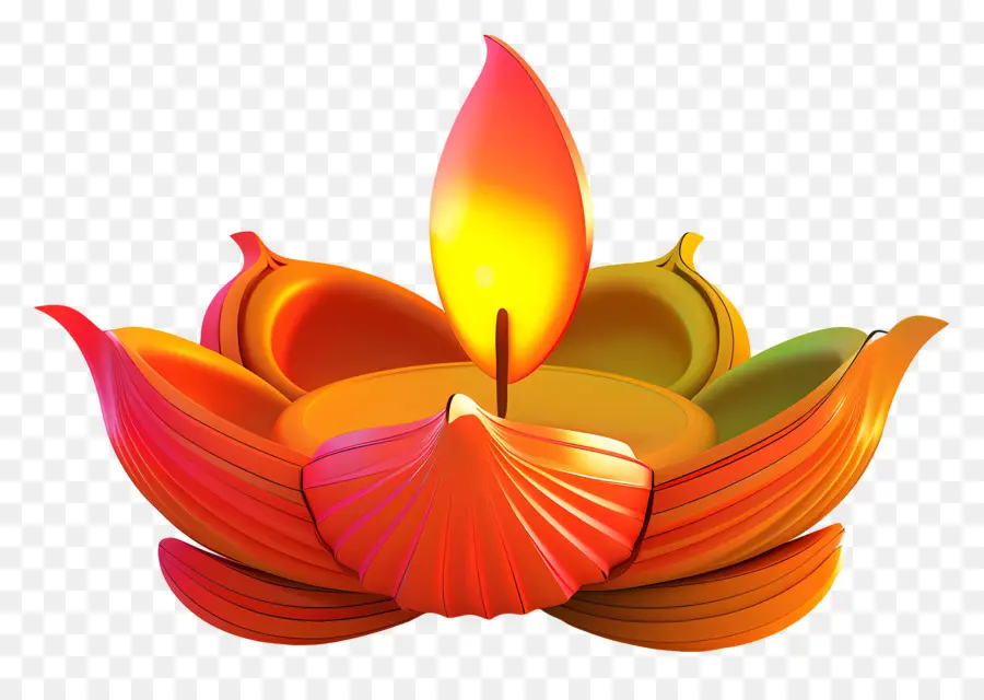 Diwali ให้，เทียนในที่ถือดอกบัว PNG