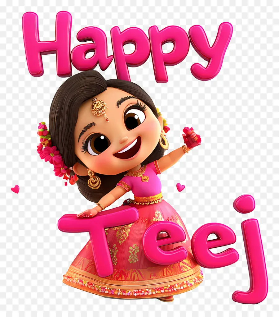 Happy Teej，สาวมีความสุข PNG