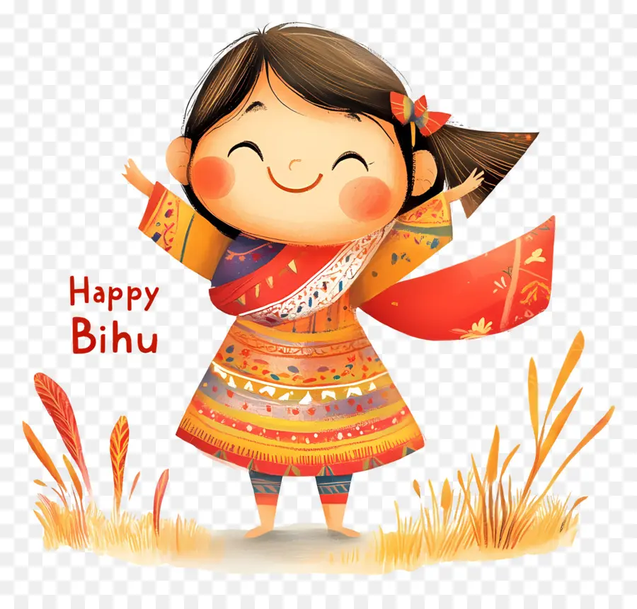 Happy Bihu，สาวมีความสุข PNG