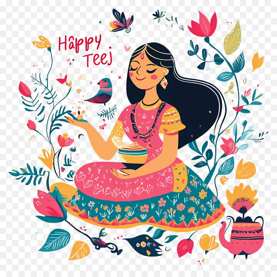 Happy Teej，ผู้หญิงเฉลิมฉลอง Teej PNG