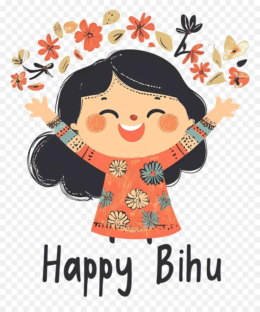 Happy Bihu，สาวมีความสุข PNG