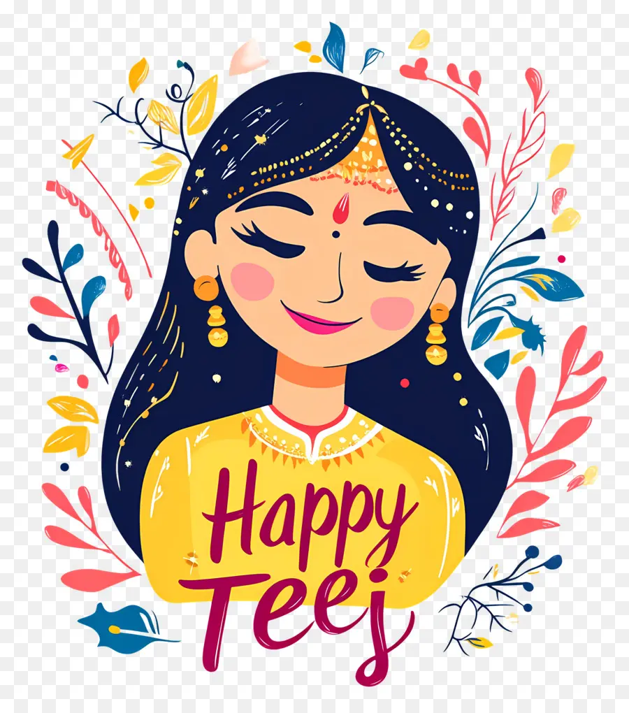 Happy Teej，ฝ้าย PNG