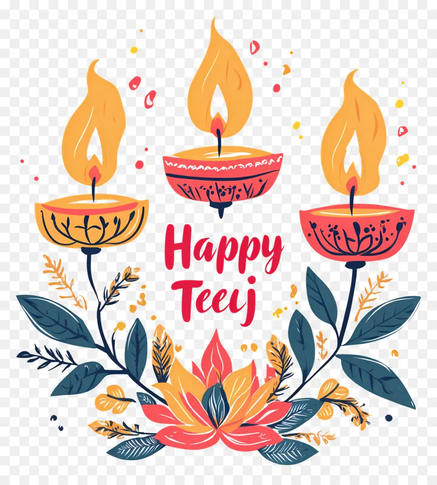 Happy Teej，เทียน PNG