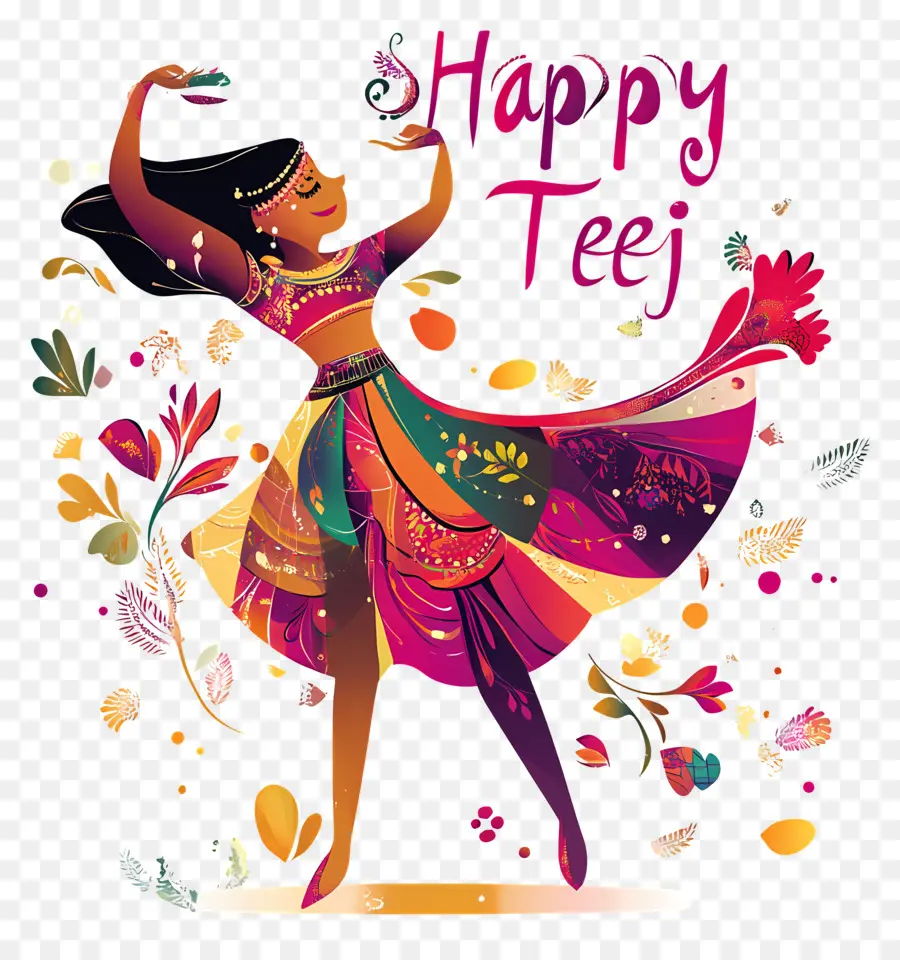 Happy Teej，Happy Teej Dancing Woman PNG